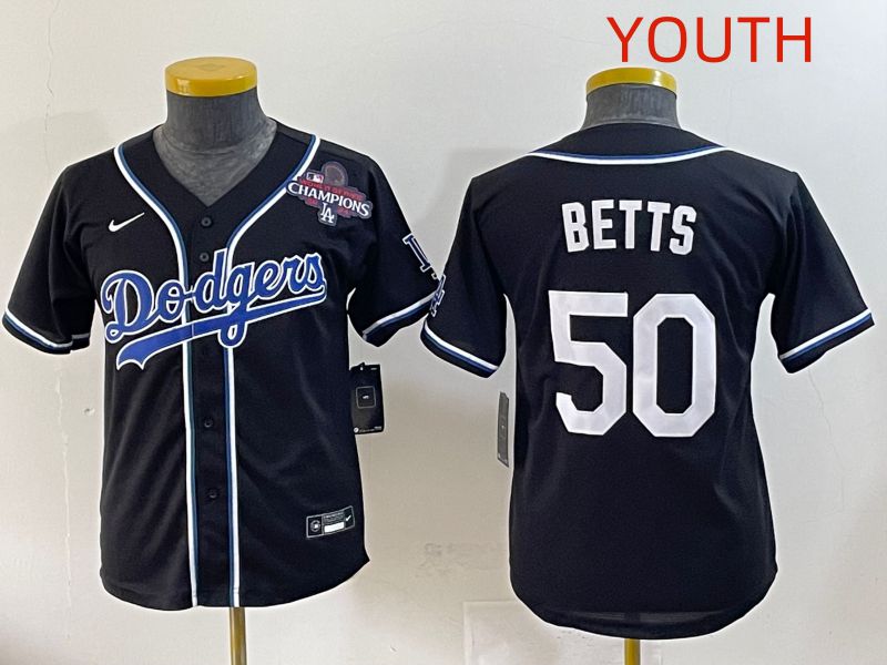 Youth 2025 Los Angeles Dodgers #50 Betts Black Three generations Fashion Nike MLB Jersey style 8